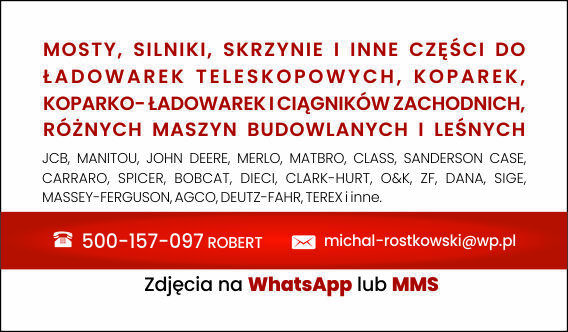 UŻYWANE CZĘŚĆI DO MASZYN ROLNICZYCH, LEŚNYCH I PRZEMYSŁOWYCH
