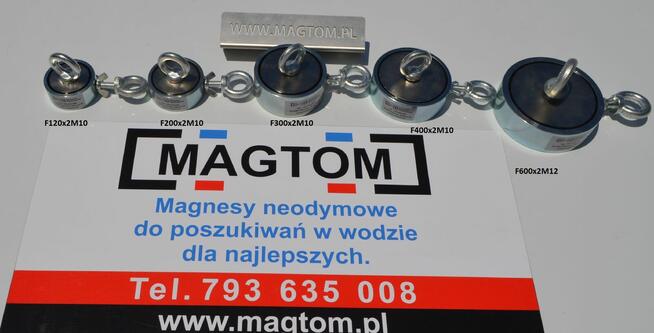 Silny magnes neodymowy do poszukiwania F 200 x2M10 290kg