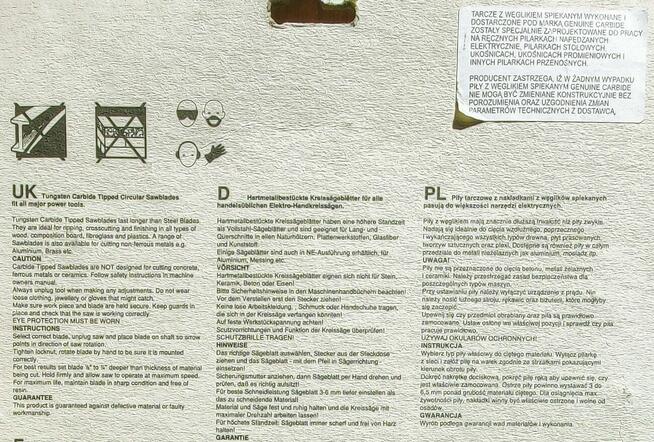 TARCZA PIŁA WIDIOWA DO DREWNA 130x24z/16 134x14z/16 150x24z/