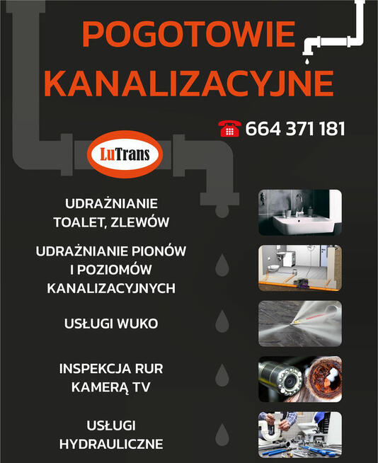 Pogotowie hydrauliczne - udrażnianie rur - hydraulik - WUKO