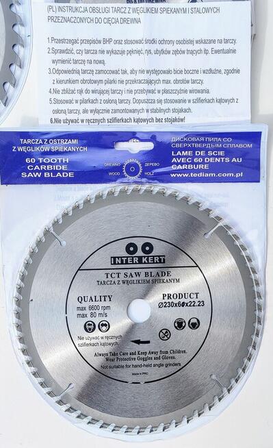 TARCZA PIŁA TARCZOWA Z WIDIĄ DO DREWNA 230x24z / 22,2 Fi 230