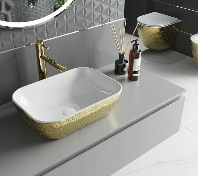 UMYWALKA NABLATOWA 45x32 cm BIAŁA ZŁOTA Gold