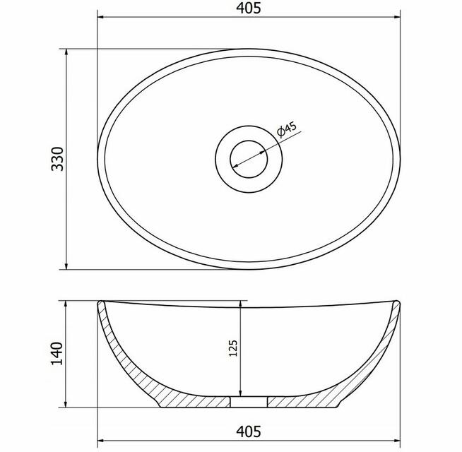 Umywalka Ceramiczna Nablatowa 40x34 Biała Kamień Terazzo