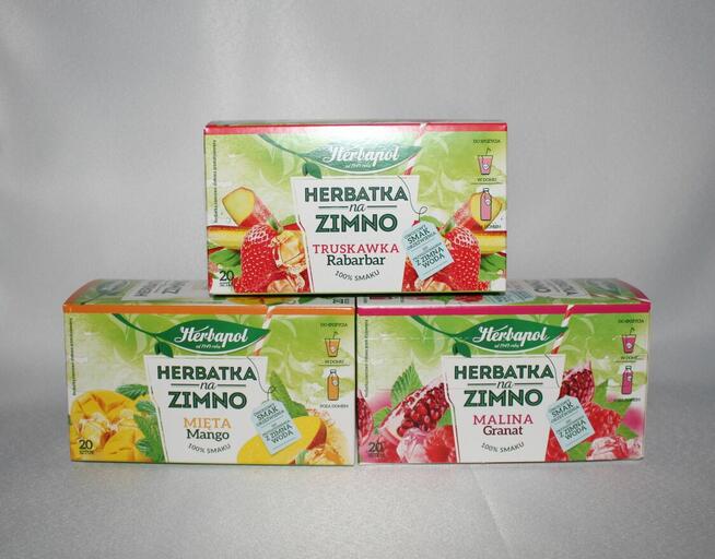 Herbapol herbatka na zimno mięta mango, truskawka rabarbar