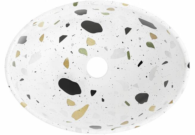 Umywalka Ceramiczna Nablatowa 40x34 Biała Kamień Terazzo