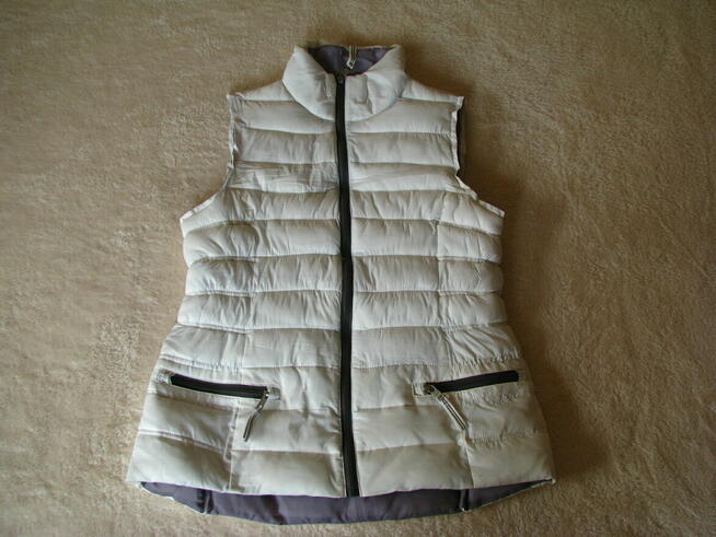 Pikowany bezrękawnik, biała kamizelka damska, rozm. 38