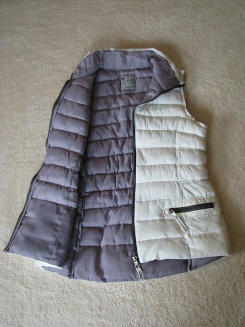 Pikowany bezrękawnik, biała kamizelka damska, rozm. 38