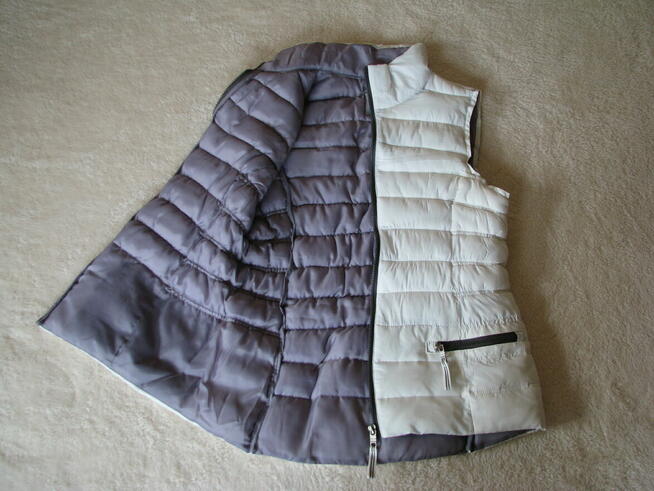 Pikowany bezrękawnik, biała kamizelka damska, rozm. 38