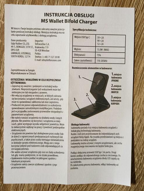 Ładowarka indukcyjna W15 3w1 Qi
