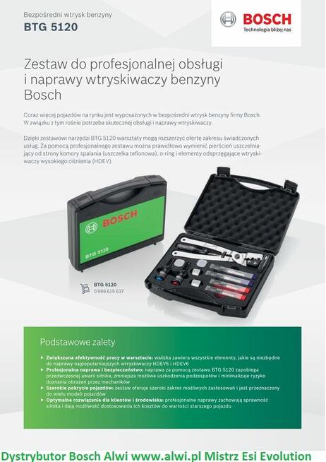 BTG 5120 Bosch narzędzia do wtryskiwaczy benzynowych