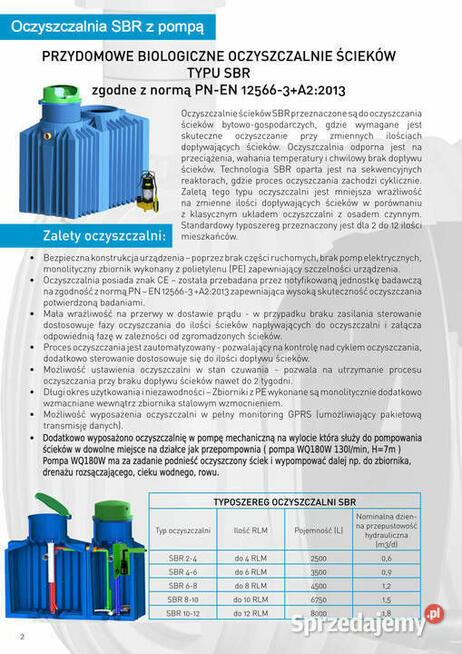OCZYSZCZALNIA ŚCIEKÓW Biologiczna SBR 3500L z przepompownią