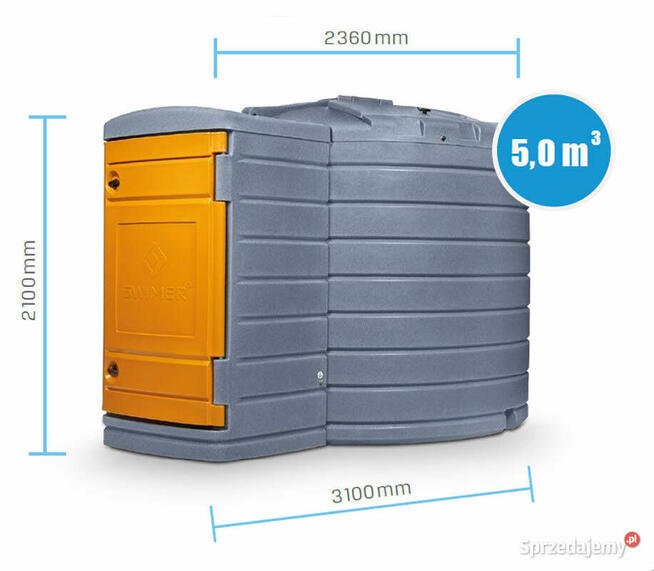 ZBIORNIK NA OLEJ NAPĘDOWY ON 5000L DUŻE DRZWI