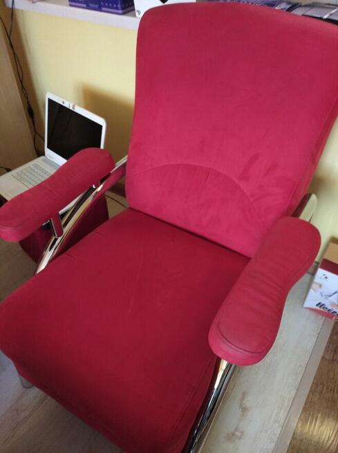 Fotel czerwony chromowany