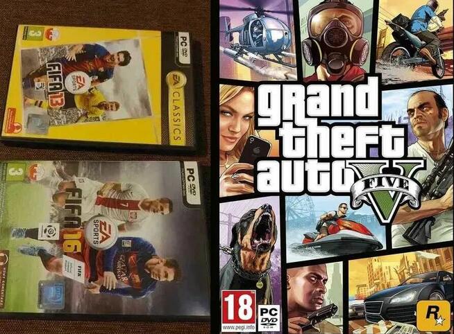 fifa 13 + fifa 16 pudełko + Grand Theft Auto V + inne gry