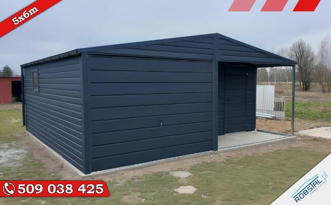 Garaż Blaszany 5x6m Ciemny Grafit MAT