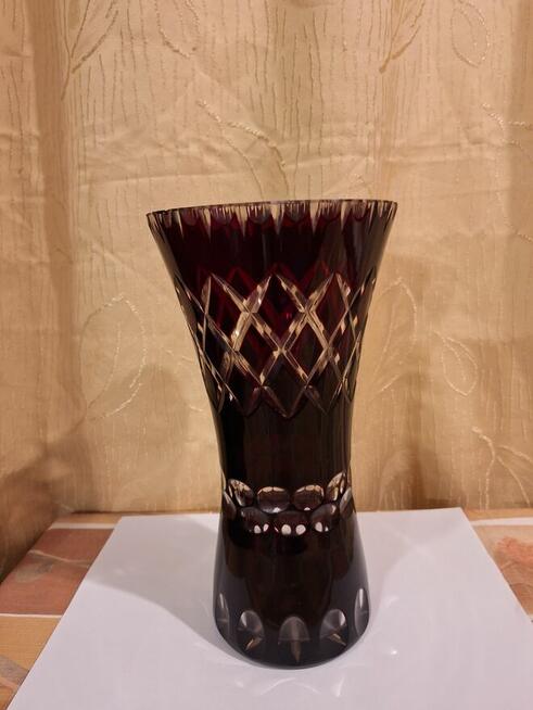 Wazon kryształowy PRL kolor RUBIN