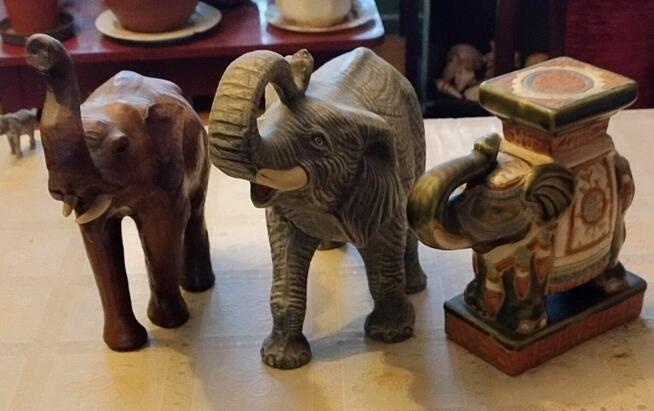 słonie, słoniki figurki z różnych tworzyw, kolekcja
