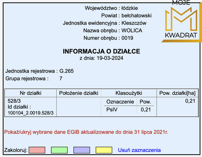 Działka w Wolicy - 2100 m2 - 119 tys. zł