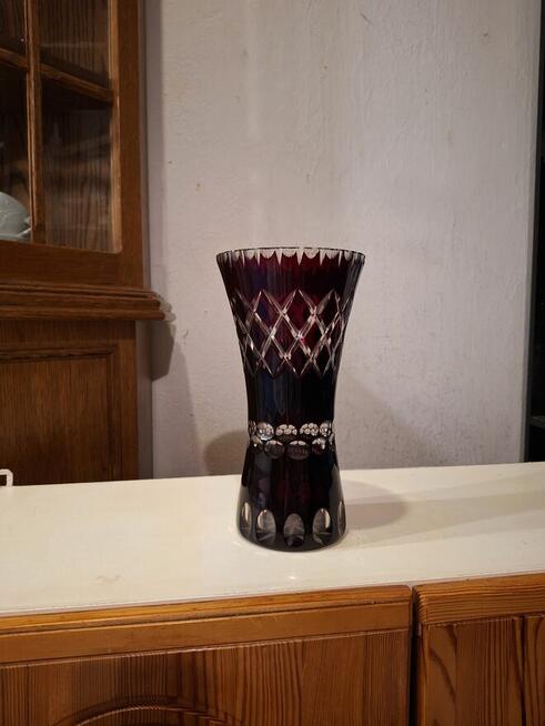 Wazon kryształowy PRL kolor RUBIN