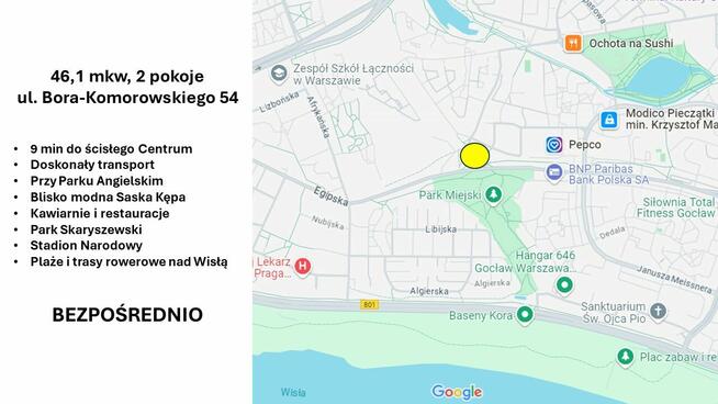 Saska Kępa obok i park. Bezpośrednio fajne 2 pok.