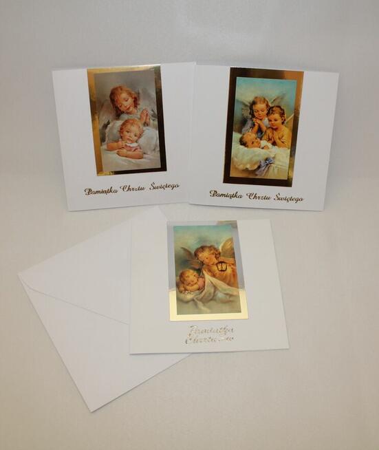 Kartka w Pudełku na Chrzest Święty srebrna i złota chrzciny