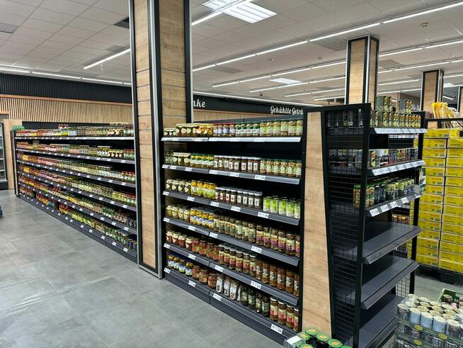 Regał sklepowy gondola, regał metalowy Mago, L1250mm