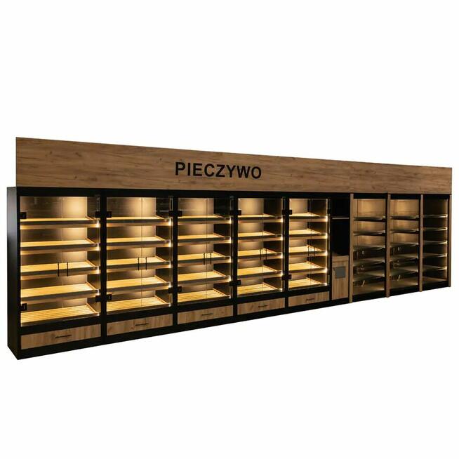 Regał piekarniczy z szybą, 100cm, półki drewniane