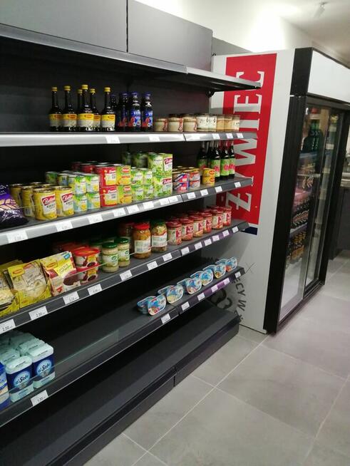 Regał sklepowy przyścienny Mago, regał metalowy L1250mm