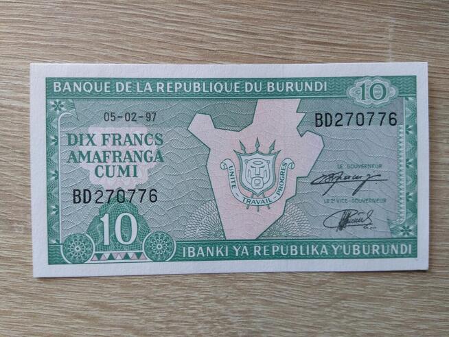 Banknot 10 franków Burundi