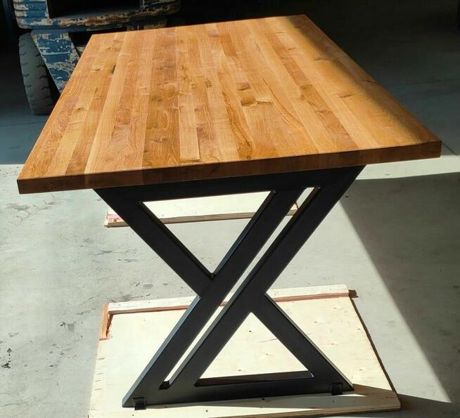 stół dębowy nogi metalowe loft stelaż dąb z sękami