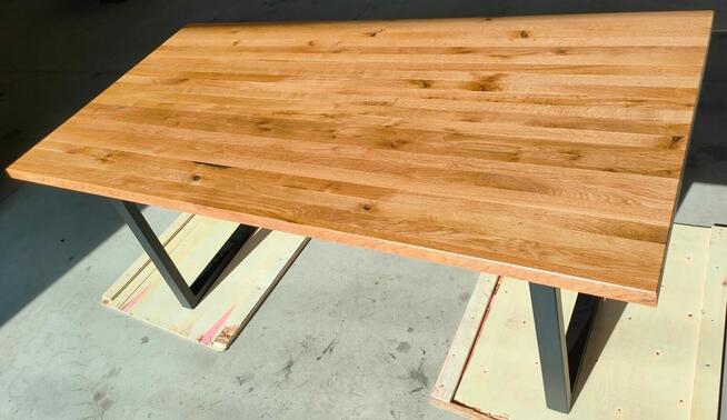 stół dębowy nogi metalowe loft dąb dziki z sękami