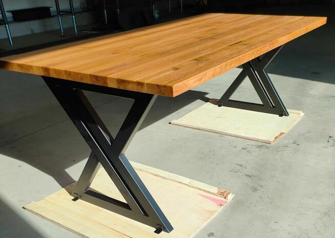 stół dębowy nogi metalowe loft stelaż dąb z sękami