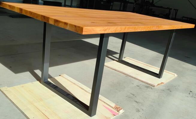 stół dębowy nogi metalowe loft dąb dziki z sękami