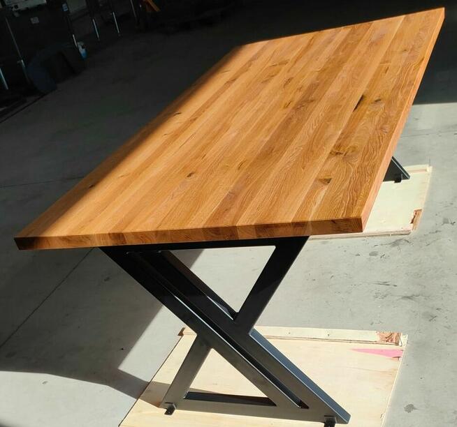 stół dębowy nogi metalowe loft stelaż dąb z sękami