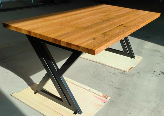 stół dębowy nogi metalowe loft stelaż dąb z sękami