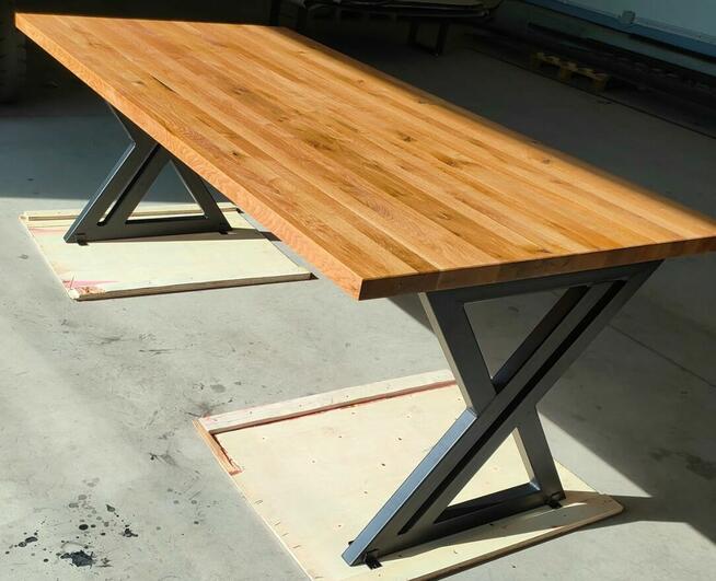 stół dębowy nogi metalowe loft stelaż dąb z sękami