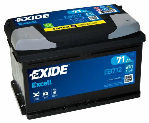 Akumulator Exide Excell 71Ah 670A EB712 EN PRAWY PLUS