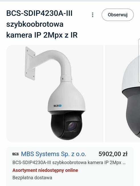 Nowa Kamera BCS-SDIP4230A-III szybkoobrotowa