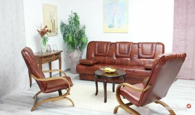 PROMOCJA - komplet FINKA wersalka + 2 fotele, skóra naturalna