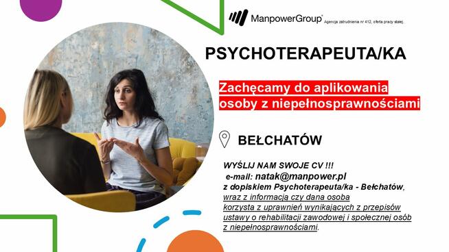 Psychoterapeutka/psychoterapeuta (również z orzeczeniem)
