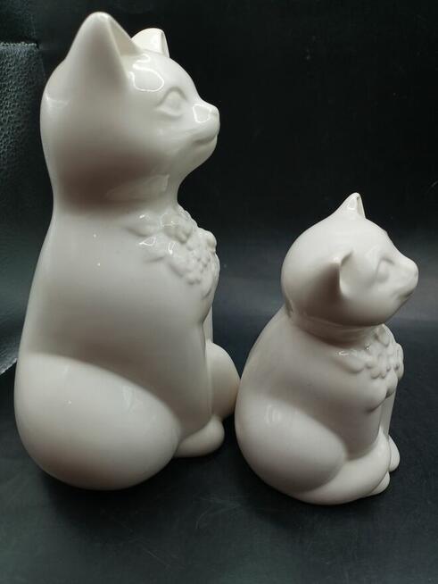 Figurka ceramika para kot kotek biały