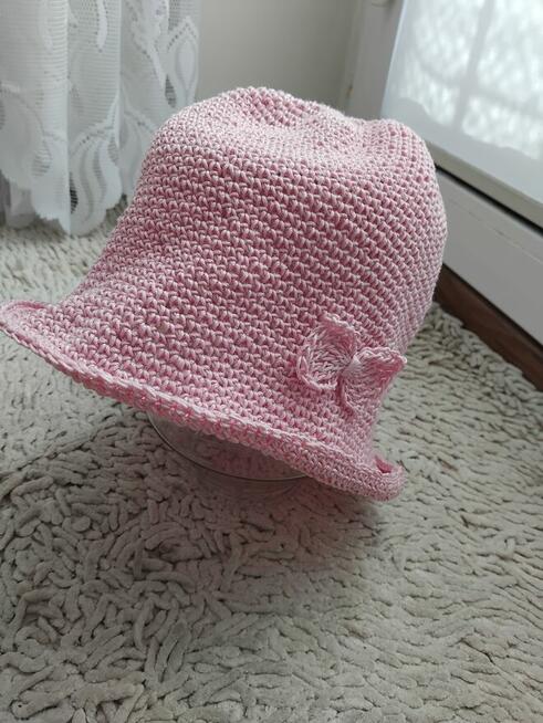 Czapka szydelkowa z bawełny przeciwsłoneczna