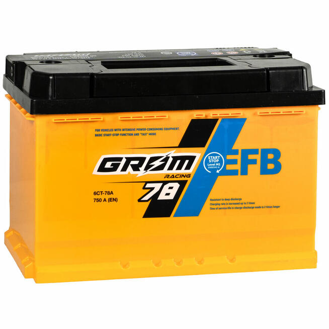 Akumulator Grom Racing EFB 78Ah 750A niski P+