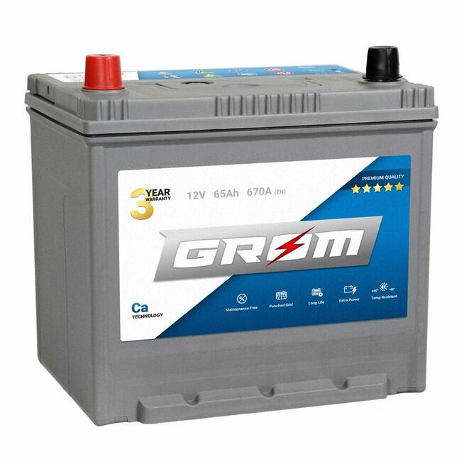 Akumulator GROM Premium 65Ah 670A EN Japan PRAWY/LEWY PLUS