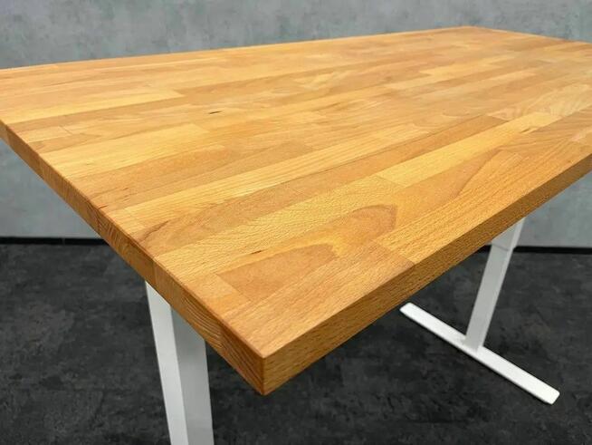 Biurko z regul. wysokości - blat z litego drewna 155x75x12cm