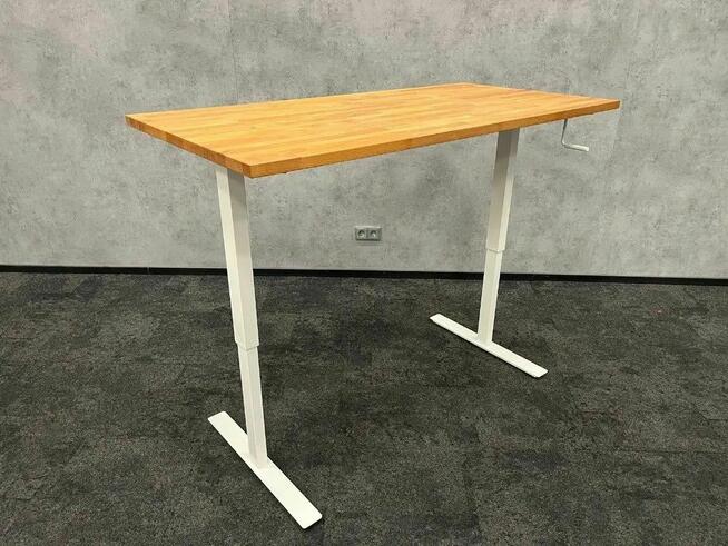 Biurko z regul. wysokości - blat z litego drewna 155x75x12cm