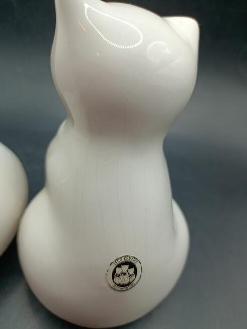 Figurka ceramika para kot kotek biały