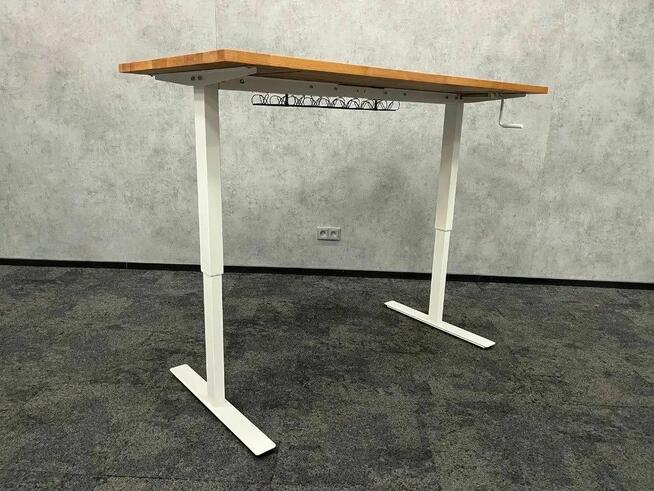 Biurko z regul. wysokości - blat z litego drewna 155x75x12cm