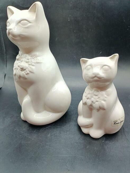 Figurka ceramika para kot kotek biały