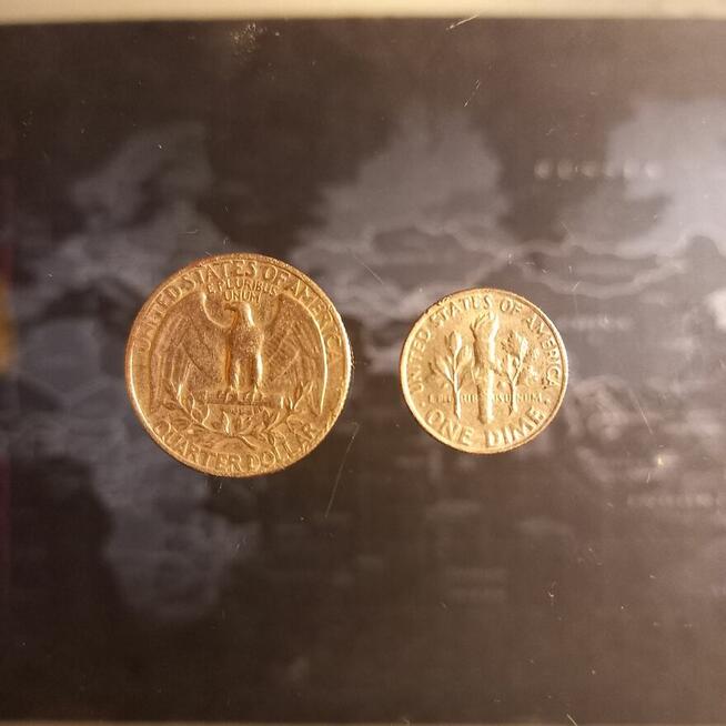 USA Quarter dollar 1967 , one dime 1980 USA Washington